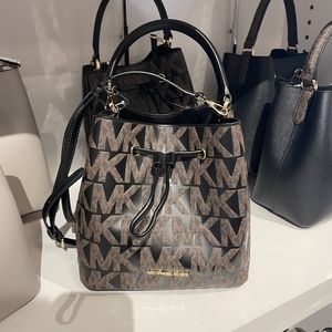 Michael Kors Suri MD Bucket Crossbody Bag Brown Black